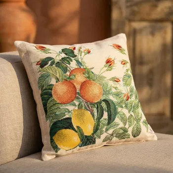 Povlak na dekorativní polštářek Béžový povlak na polštář s citrusy a růžemi LIMA ALBERSI 45 × 45 cm