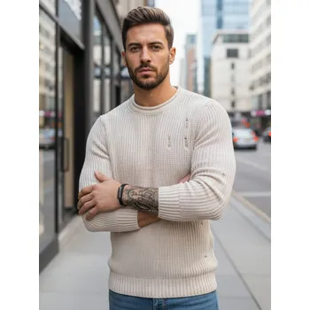 Pánský svetr Pánský zimní svetr WX1989 Barva: Béžová, Velikost: M