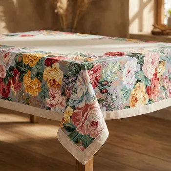 ubrus Obdélníkový ubrus s květy TANZANITA 137 × 260 cm