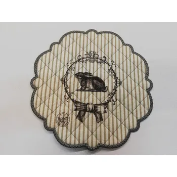 Nákupní taška Textilní prostírání na stůl kulaté 20cm - šedé - králík