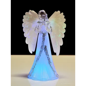 Vánoční dekorace 21 cm svítící LED anděl s proměnlivým barevným osvětlením
