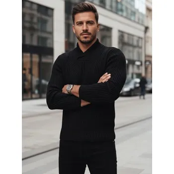 Pánská móda Dstreet Trendy vlněný svetr na zimu v černé barvě