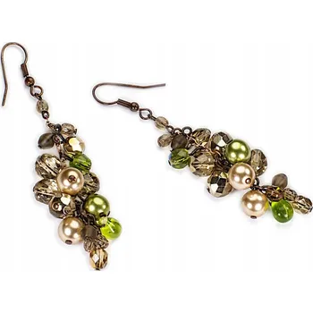 Náušnice Dlouhé Náušnice Zelené Zlaté Béžové Skleněné