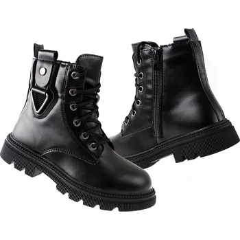 Dámské kozačky Linshi dětské kozačky eko kůže černé velikost 32