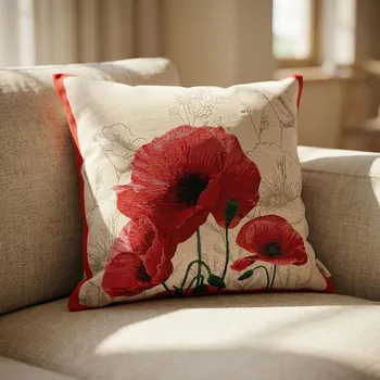 Povlak na polštářek Povlak na polštář s máky LIMA O CAYETANA 45×45 cm