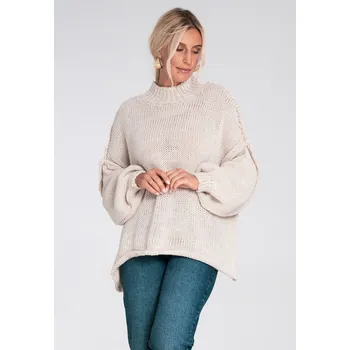 Figl Volný, oversized svetr M1238 Barva: Béžová, Velikost: XL