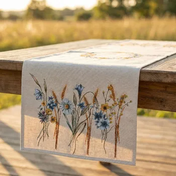 ubrus Běhoun s květy LIMA 37×100 cm béžový