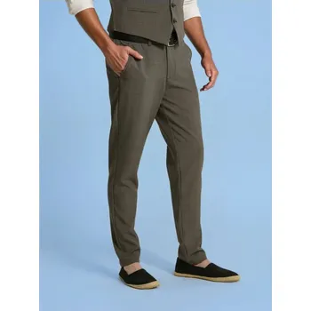 Pánské kalhoty Sinsay - Slim fit chino kalhoty s kostkovaným vzorem - šedá - 147EV-90X - 147EV-90X-30