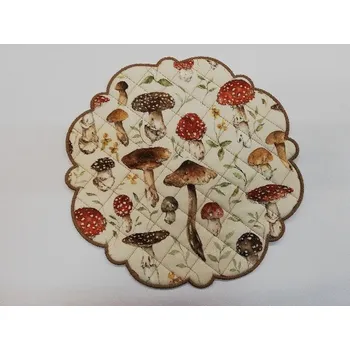 Nákupní taška Textilní prostírání na stůl kulaté 30cm - hnědé - velké houby