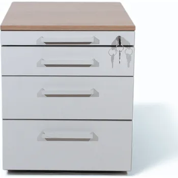 Zásuvkový kontejner STEELCASE Kontejner, Steelcase, v51xš43,5xh58,5 ořech, tužkovník, klíč, zámek