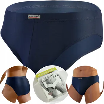 Pánské spodní prádlo Pánské slipy SM01 tvarované bavlněné Body Concept Tmavě modré XXL