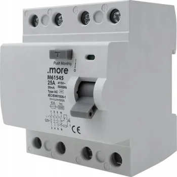 Proudový chránič Proudový chránič TYP AC 6kA 4P 25A 30mA pro hřebenovou lištu U