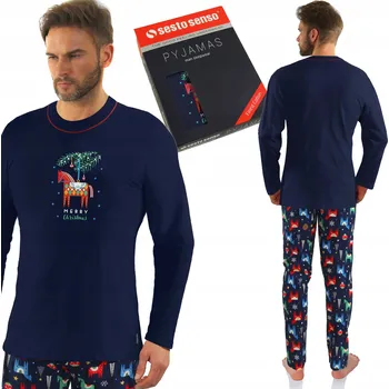 Pánské pyžamo Pánské bavlněné pyžamo s dlouhým rukávem VÁNOČNÍ Sesto Senso *M
