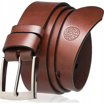 Opasek BETLEWSKI Kožený opasek pánský hnědý silný dlouhý široký ke kalhotám 135