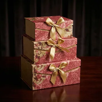 Ozdobné krabičky s mašlí červené 3 ks