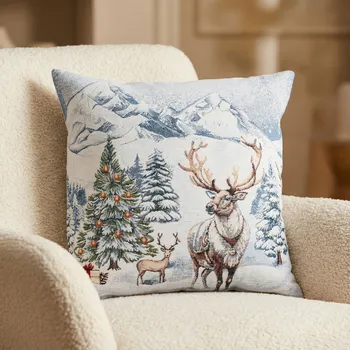 Povlak na polštářek Povlak s motivem sobů a vánočního stromku 45 × 45 cm