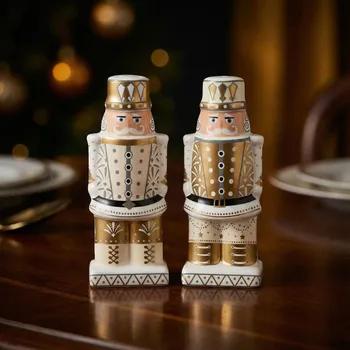 Louskáček Slánka a pepřenka louskáček na ořechy EASY LIFE 9 cm bílo-zlatá 2 ks