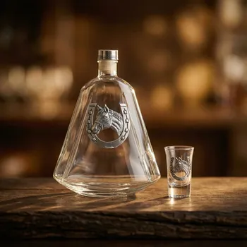 Karafa se skleničkami s motivem koně a podkovy FREITAS & DORES 500 ml 30 ml 6 ks