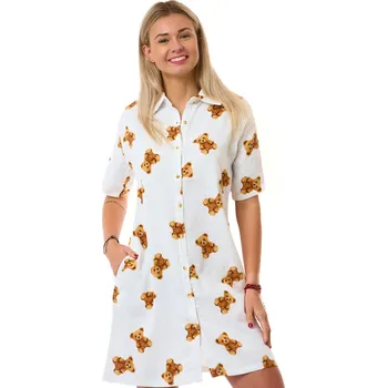 Dámská noční košile Dámská košilka bavlněná mušelínová luxusní bílá s medvídky 1C4131 bílá xxl