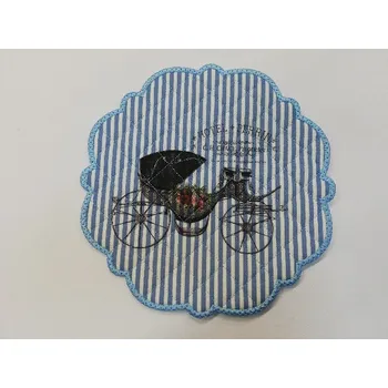 Nákupní taška Textilní prostírání na stůl kulaté 20cm - modré - kočár