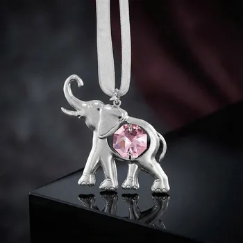 Figurka sloník s stužkou chromovaná růžová 6 cm