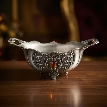 Dekorační etažér s uchyty 23 cm barva cín