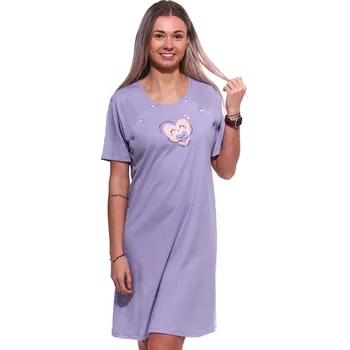 Dámská noční košile Dámská bavlněná košilka ve stylové fialové barvě 1C3883 fialová xxl