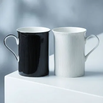 Stolování Hrníčky s proužky černo-bílé 2 ks