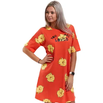 Dámské noční prádlo Oranžovo žlutá dámská noční košilka s kuřátky, You are loved 1C3102 oranžová l