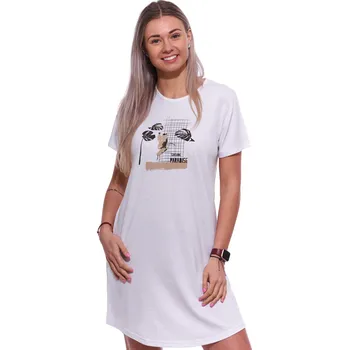 Dámské noční prádlo Šedobílá noční košilka s krátkými rukávy pro ženy či dívky PARADISE 1C3894 šedá xxxl