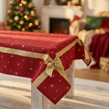 Vánoce Vánoční ubrus RUNNER 137×137 cm červeno-zlatý