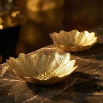Skleněné misky ve tvaru listu EASY LIFE 16/21 cm zlaté 2 ks