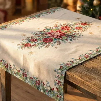 ubrus Vánoční běhoun 97 × 100 cm béžový