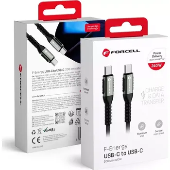 F-ENERGY C263 kabel Typ C až Typ C QC4.0 PD 5A 240W Kábel 2 m černý