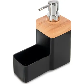 Dávkovač mýdla Dávkovač na mycí prostředek s držákem na houbičku Black 500 ml