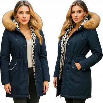 Dámská bunda TEPLÁ ZIMNÍ BUNDA S MEDVÍDKEM ZATEPLENÁ PARKA DÁMSKÁ S KAPUCÍ XL