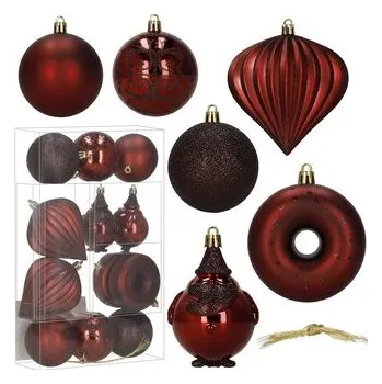 Vánoční baňky červené mix - sada 12ks, vánoční ozdoby