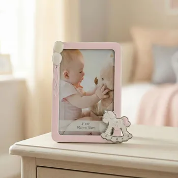 Rám na obraz Rámeček na fotografii s houpacím koníkem a balónky 10 × 15 cm růžový
