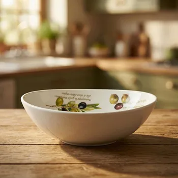 Miska MY KITCHEN 25 cm bílá s olivami