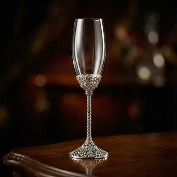 Sklenice Sklenice na šampaňské na ozdobné noze 25 cm 2 ks