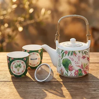 Konvice na čaj Čajník s filtrem a šálky EASY LIFE 600 ml vícebarevný 3 ks