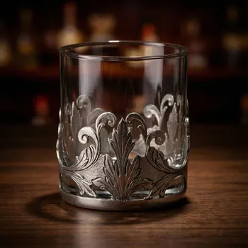 Sklenice Sklenice na whisky v kovovém košíčku FREITAS & DORES 300 ml