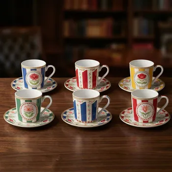 Šálky s podšálky EASY LIFE 100 ml vícebarevné 6 ks