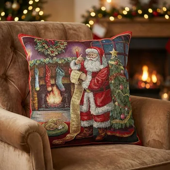 Povlak na polštářek Vánoční povlak na polštář s Mikulášem 45 × 45 cm červený