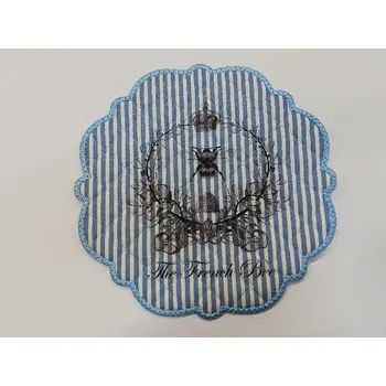 Nákupní taška Textilní prostírání na stůl kulaté 20cm - modré - včela