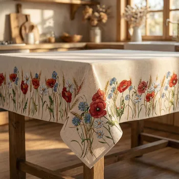 ubrus Ubrus s máky a chrpami 97×100 cm béžový