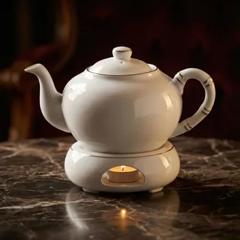 Konvice na čaj Čajová konvice s filtrem a ohřívačem 800 ml bílá