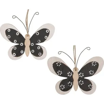 Motýlek dřevěný na zavěšení 10 x 8 cm