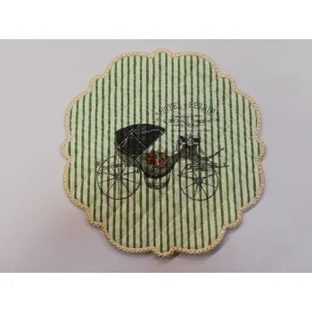 Nákupní taška Textilní prostírání na stůl kulaté 20cm - zelené - kočár