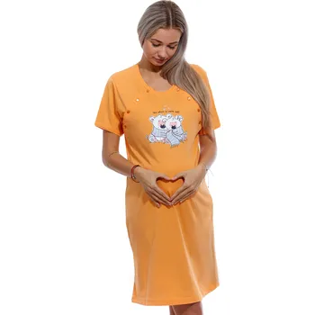 Dámská noční košile Žlutě oranžová těhotenská a kojící košile TULÍCÍ SE MEDVÍDCI 1C3527 žlutá xxxl